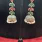Alluring Beautiful Green And Maroon Color Oxidized Jhumka Earrings Near Me