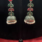 Alluring Beautiful Green And Maroon Color Oxidized Jhumka Earrings For Women