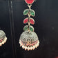 Beautiful Green And Maroon Color Oxidized Jhumka Earrings In USA