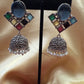 Alluring  Blue Stone Multicolor Jhumka Designer Oxidized Earrings For Women