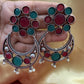 Alluring  Green And Magenta Stone multicolor  Designer Oxidized Earrings For Women