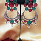 Alluring  Green And Magenta Stone multicolor  Designer Oxidized Earrings For Women