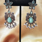 Appealing Oxidized Sky Blue Stone And Beaded Work Bird Designs Earrings For Women