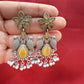 Appealing Oxidized Yellow Stone And Beaded Work Bird Designs Earrings For Women