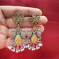 Appealing Oxidized Yellow Stone And Beaded Work Bird Designs Earrings For Women