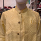 Attractive Yellow Color Heavy Banglori Silk With Embroidery Work Kurta And Pajama With Koti Jacket