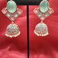 Alluring Sky Blue And Light Pink Stone Jhumka  Designer Oxidized Earrings For Women