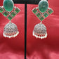 Green Stone Oxidized Earrings For Women Near Me