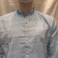 Delightful Sea Blue Color Cotton Kurta With Pajama For Men