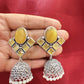 Alluring Yellow Stone Jhumka  Designer Oxidized Earrings For Women