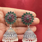 Attractive Beautiful Magenta And Green Color earings Oxidized Pearls Drop Earrings For Women