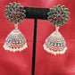 Attractive Beautiful Magenta And Green Color earings Oxidized Pearls Drop Earrings For Women