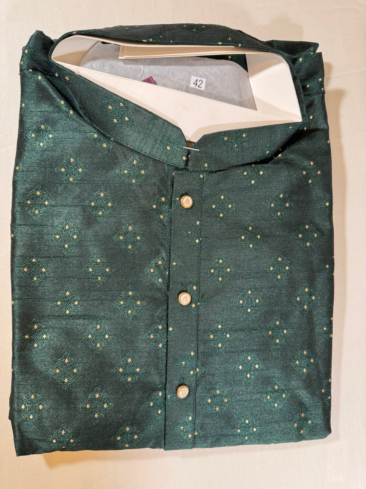 Attractive Green Color Men's Jacquard Kurta Suit Near Me