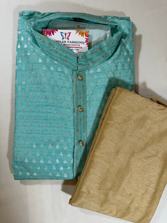 Appealing Pale Green Color Jacquard Kurta suit