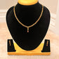 Gorgeous Gold Plated Green and Pink Stoned Necklace Set For Women