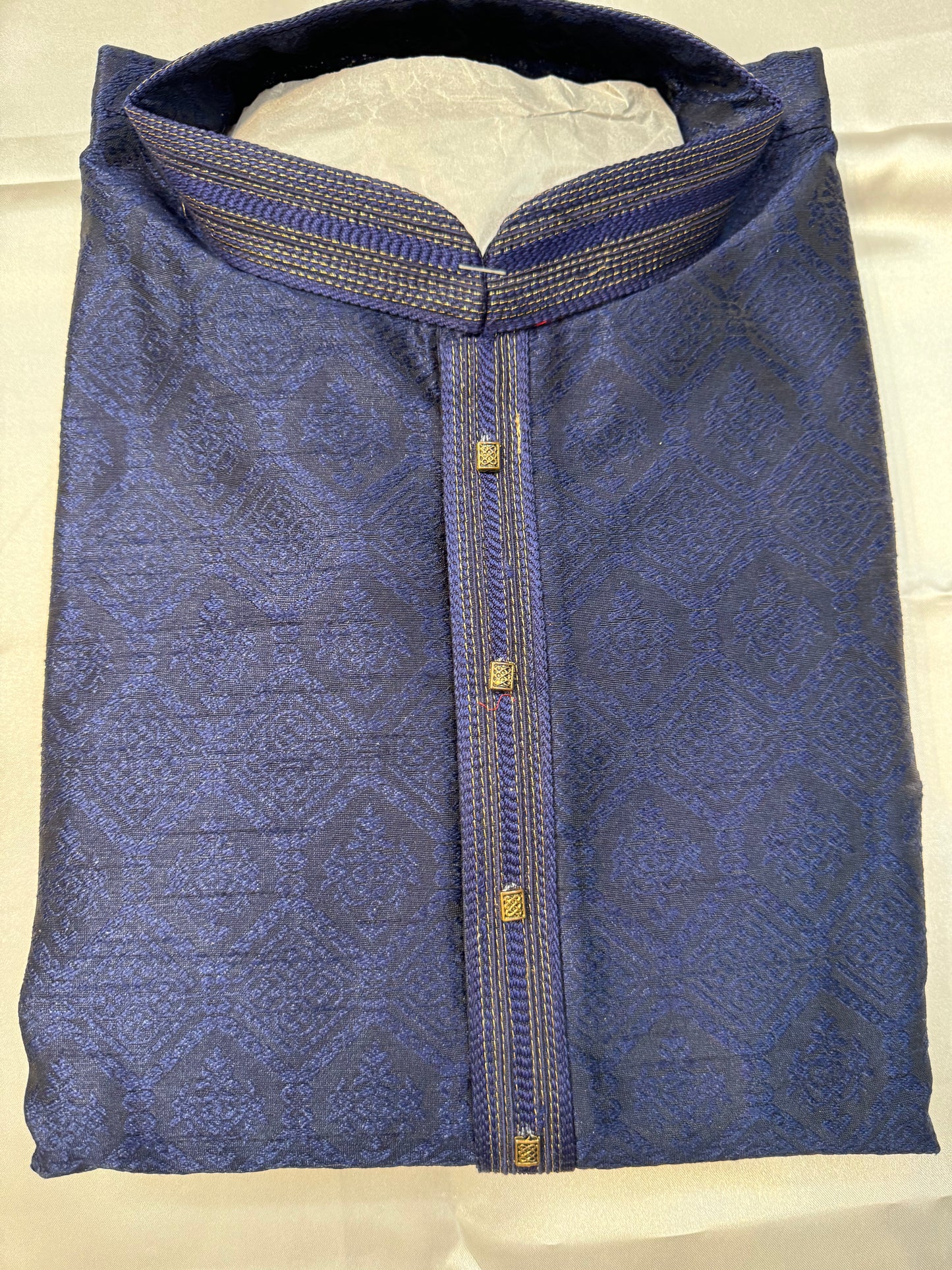 Attractive Blue Color Designer Party Wear Men's Jacquard Kurta Suits