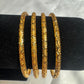 Elegant Gold Plated With Leaf Design Bangles