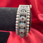 Fascinating Tribal Oxidized Silver Ethnic Open Bridal Kada Cuff Bracelet With Maroon And White Stone