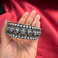 Fascinating Tribal Oxidized Silver Ethnic Open Bridal Kada Cuff Bracelet With Maroon And White Stone