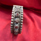 Fascinating Tribal Oxidized Silver Ethnic Open Bridal Kada Cuff Bracelet With Maroon And White Stone