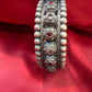 Fascinating Tribal Oxidized Silver Ethnic Open Bridal Kada Cuff Bracelet With Maroon And White Stone