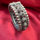 Fascinating Tribal Oxidized Silver Ethnic Open Bridal Kada Cuff Bracelet With Green Stone