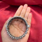 Fascinating Tribal Oxidized Silver Ethnic Open Bridal Kada Cuff Bracelet With Green Stone