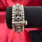 Fascinating Tribal Oxidized Silver Ethnic Open Bridal Kada Cuff Bracelet With Green Stone