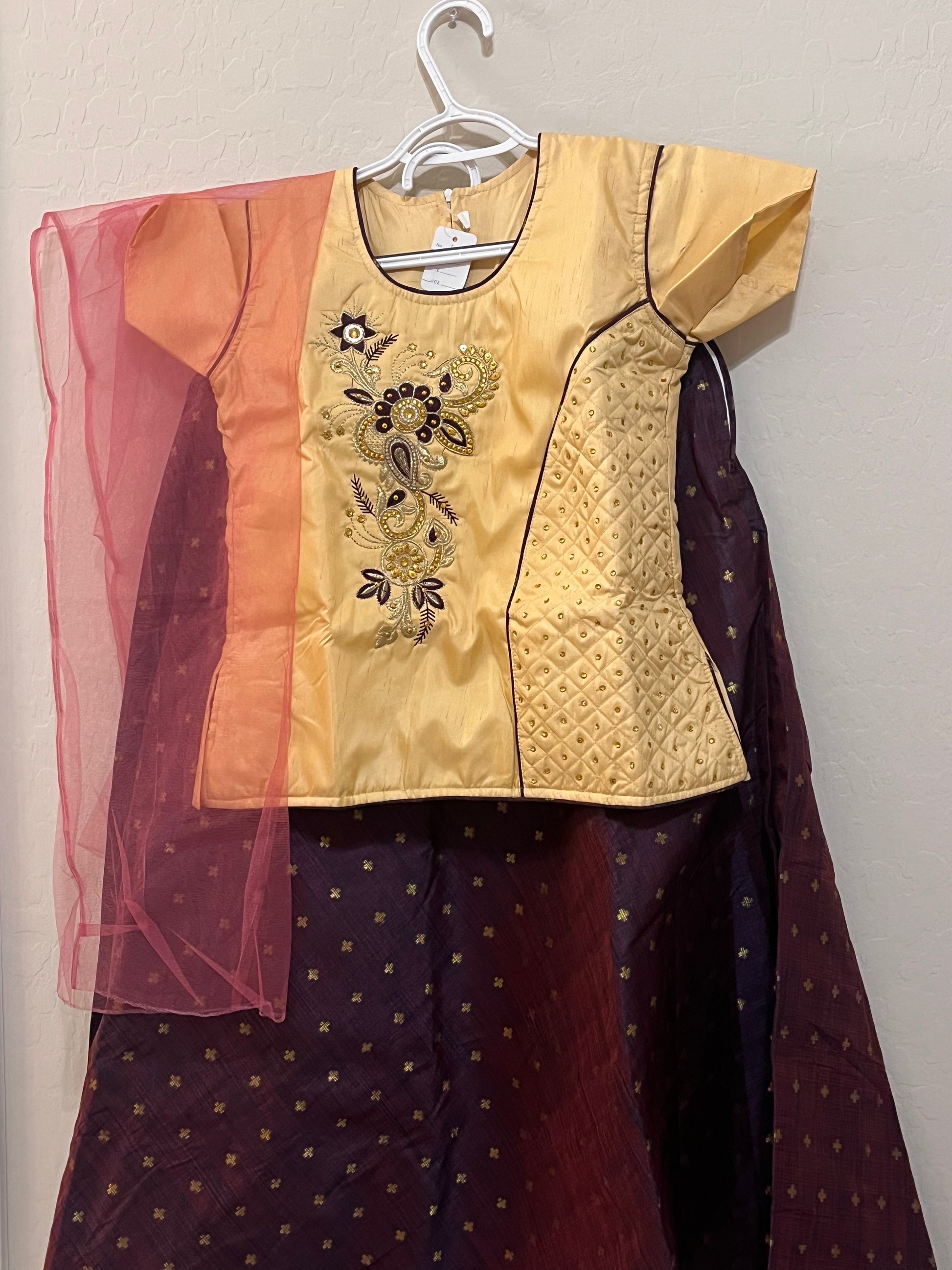 Raw Silk Lehenga Set For Kids In Prescott