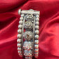 Trendy Tribal Oxidized Silver Ethnic Open Bridal Kada Cuff Bracelet With White Stone