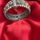 Trendy Tribal Oxidized Silver Ethnic Open Bridal Kada Cuff Bracelet With White Stone