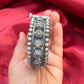 Trendy Tribal Oxidized Silver Ethnic Open Bridal Kada Cuff Bracelet With White Stone