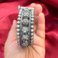 Trendy Tribal Oxidized Silver Ethnic Open Bridal Kada Cuff Bracelet With White Stone