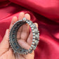 Trendy Tribal Oxidized Silver Ethnic Open Bridal Kada Cuff Bracelet With White Stone