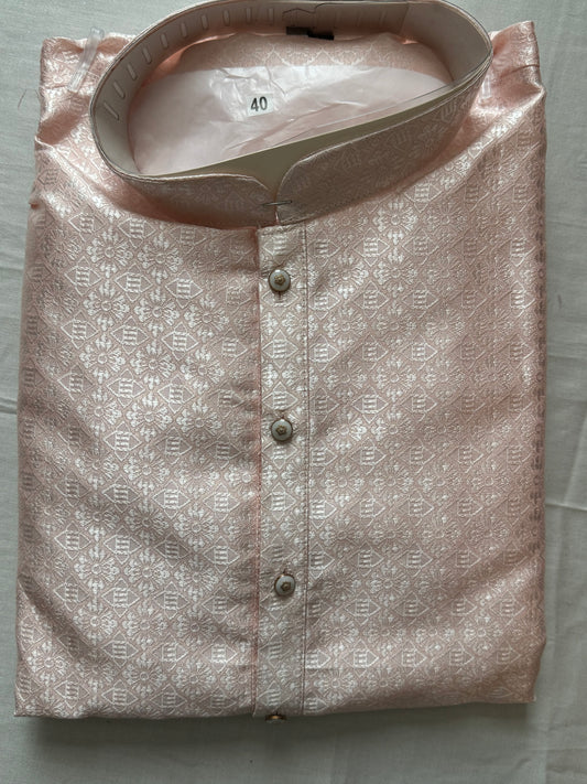 Stunning Light Pink Color Designer Men's Kurta With Pajama Pant