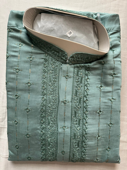 Stunning Teal Green Color Men's Kurta With Pajama Pant