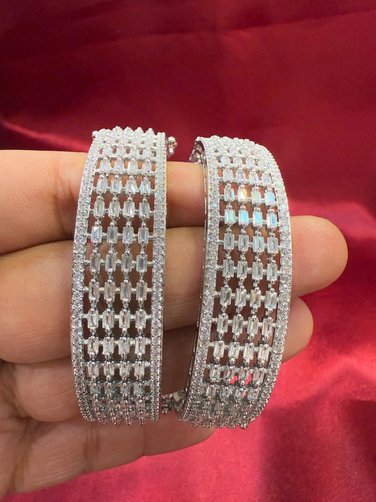 Beautiful White Color Design American Diamond Bangle Set