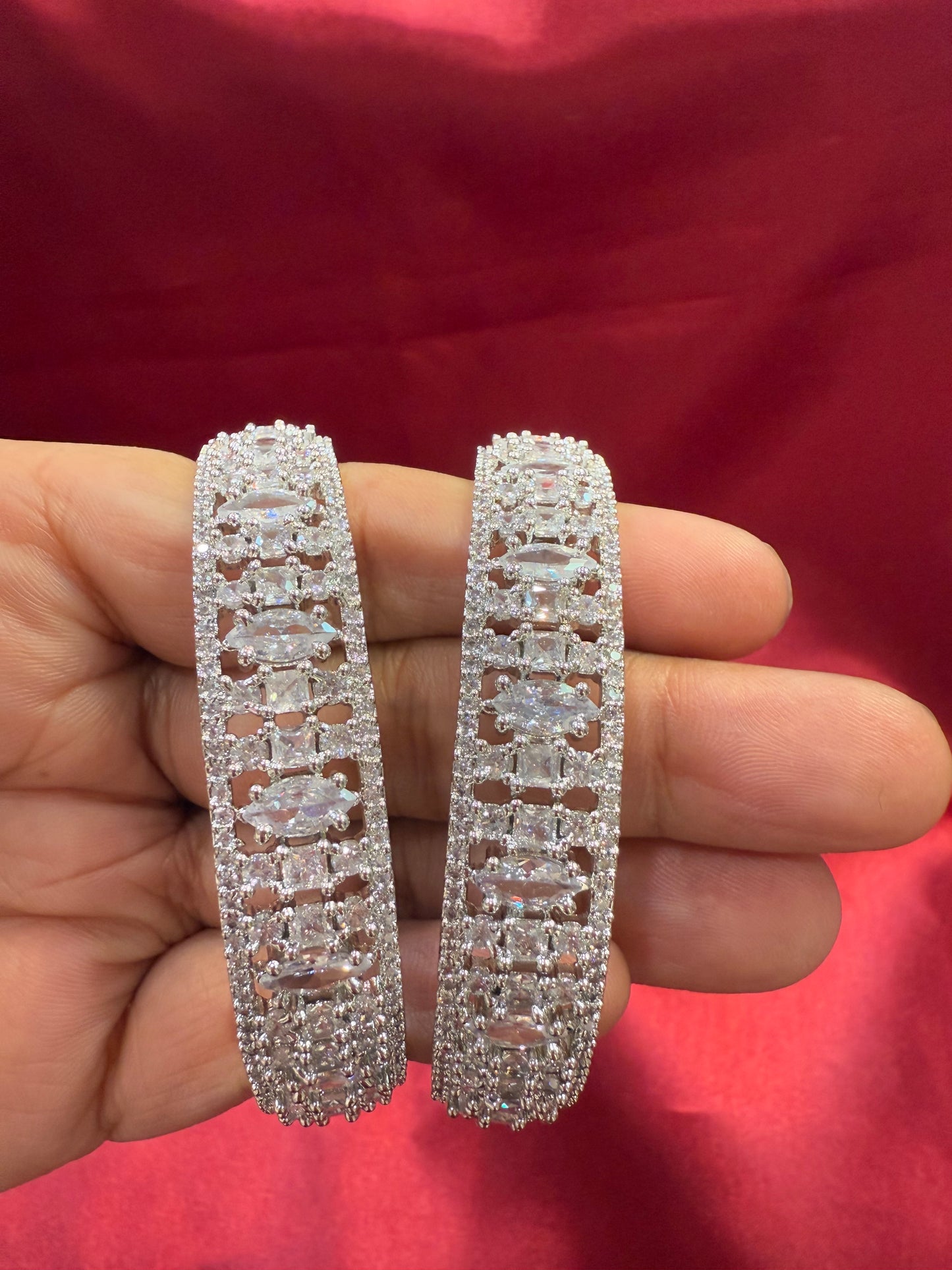 Elegant White Color Design American Diamond Bangle Set