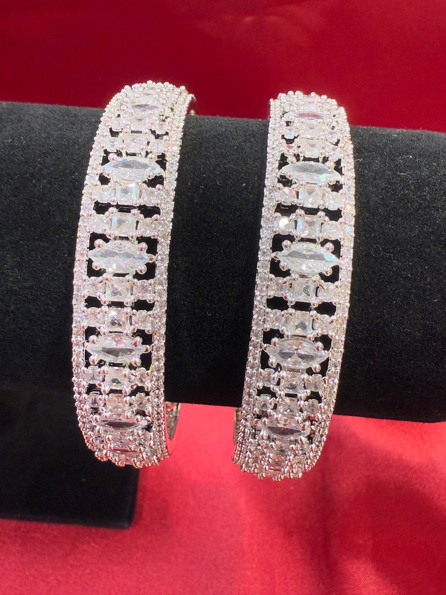 Elegant White Color Design American Diamond Bangle Set