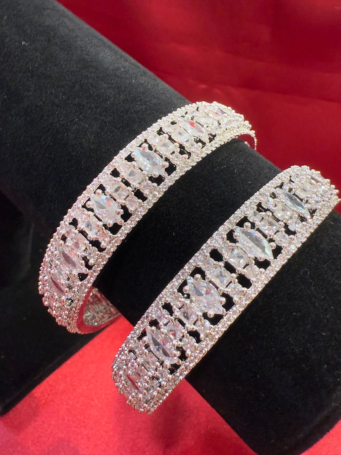 Elegant White Color Design American Diamond Bangle Set