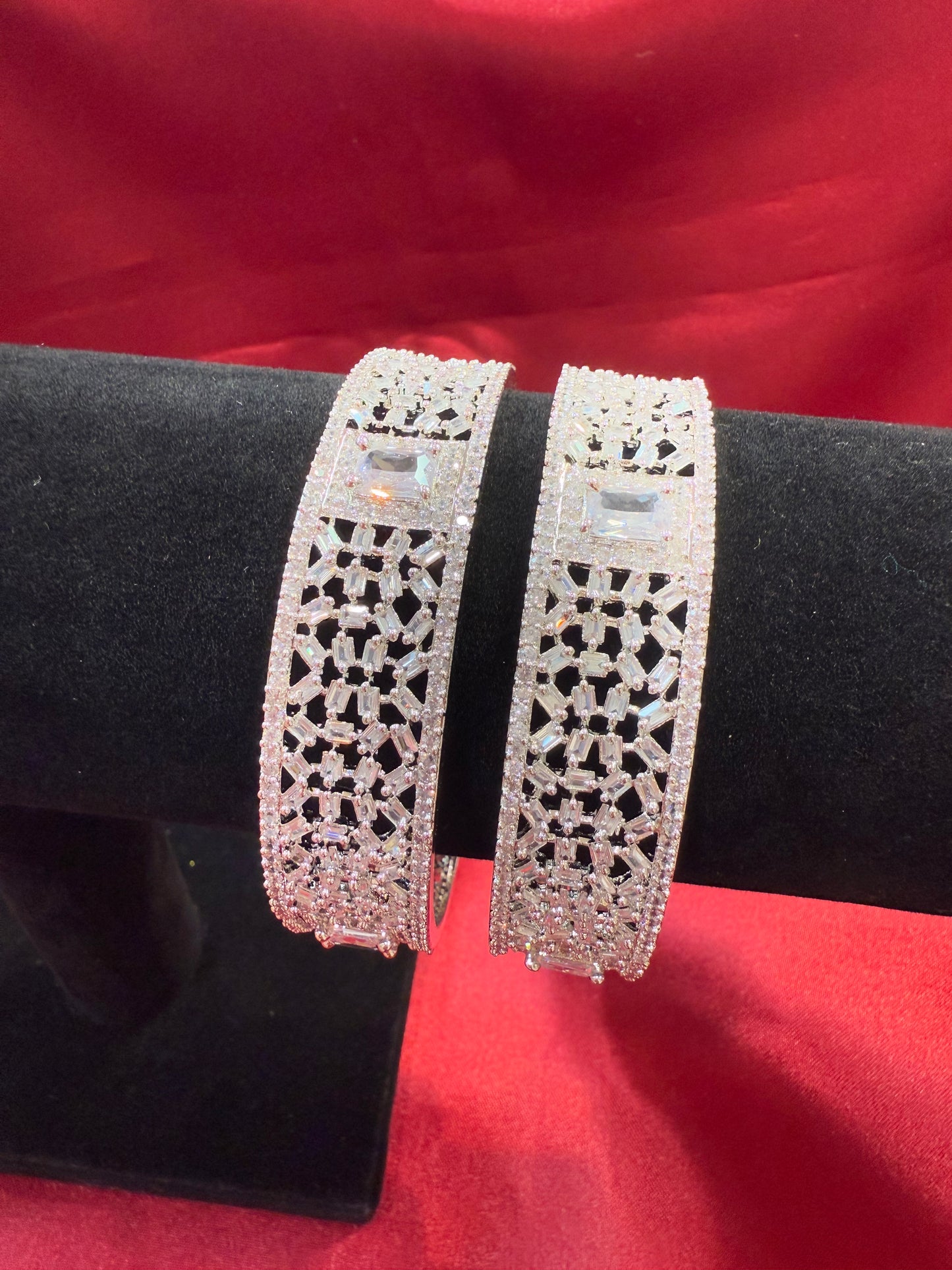 Gorgeous White Color Design American Diamond Bangle Set