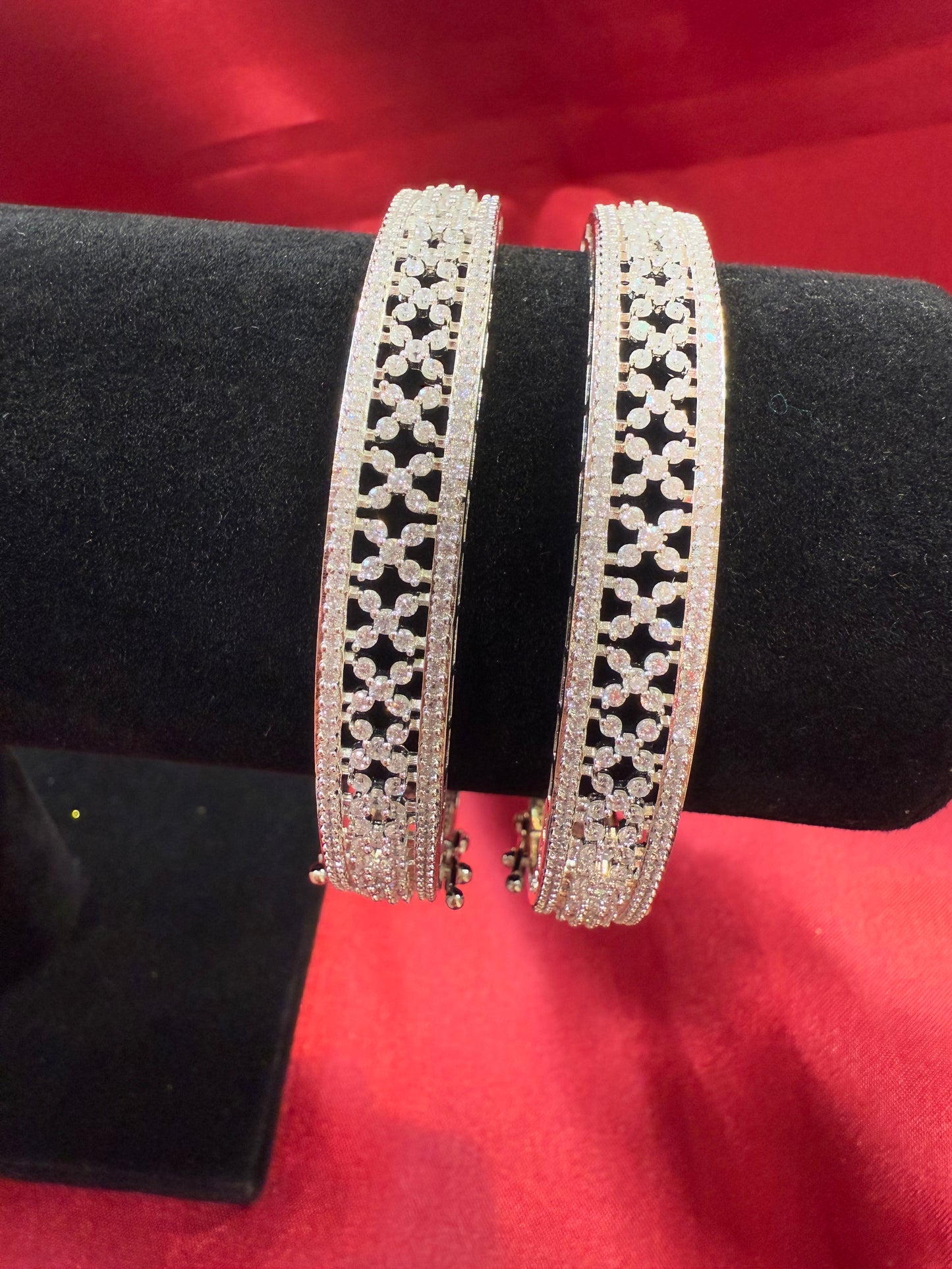 Pleasing White Color Design American Diamond Bangle Set