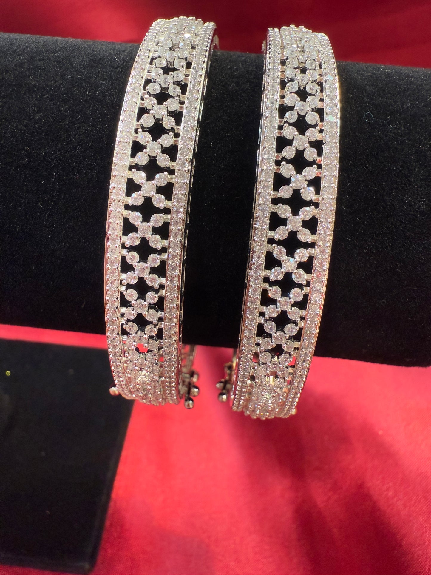 Pleasing White Color Design American Diamond Bangle Set