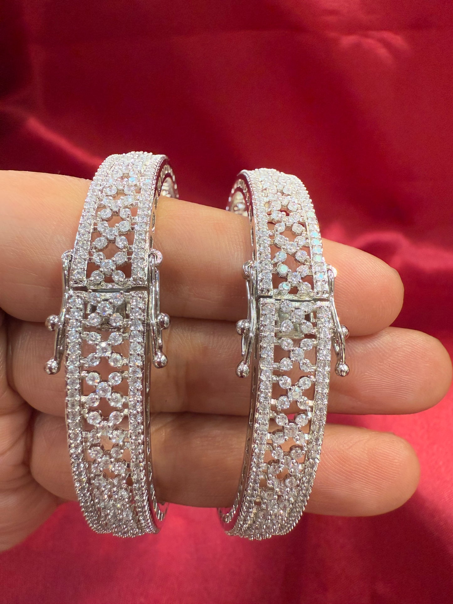 Pleasing White Color Design American Diamond Bangle Set