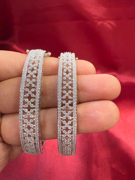 Pleasing White Color Design American Diamond Bangle Set