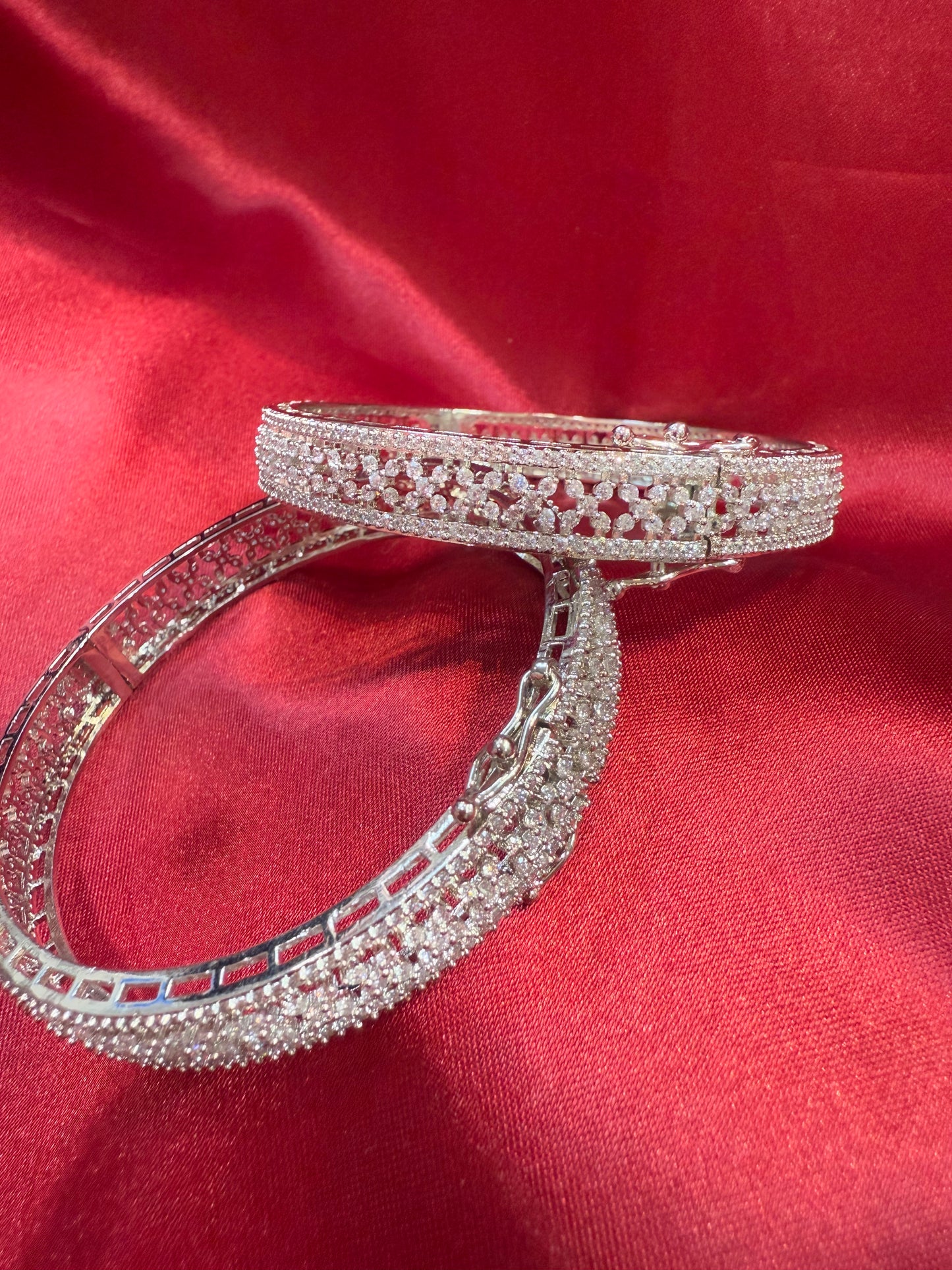 Pleasing White Color Design American Diamond Bangle Set