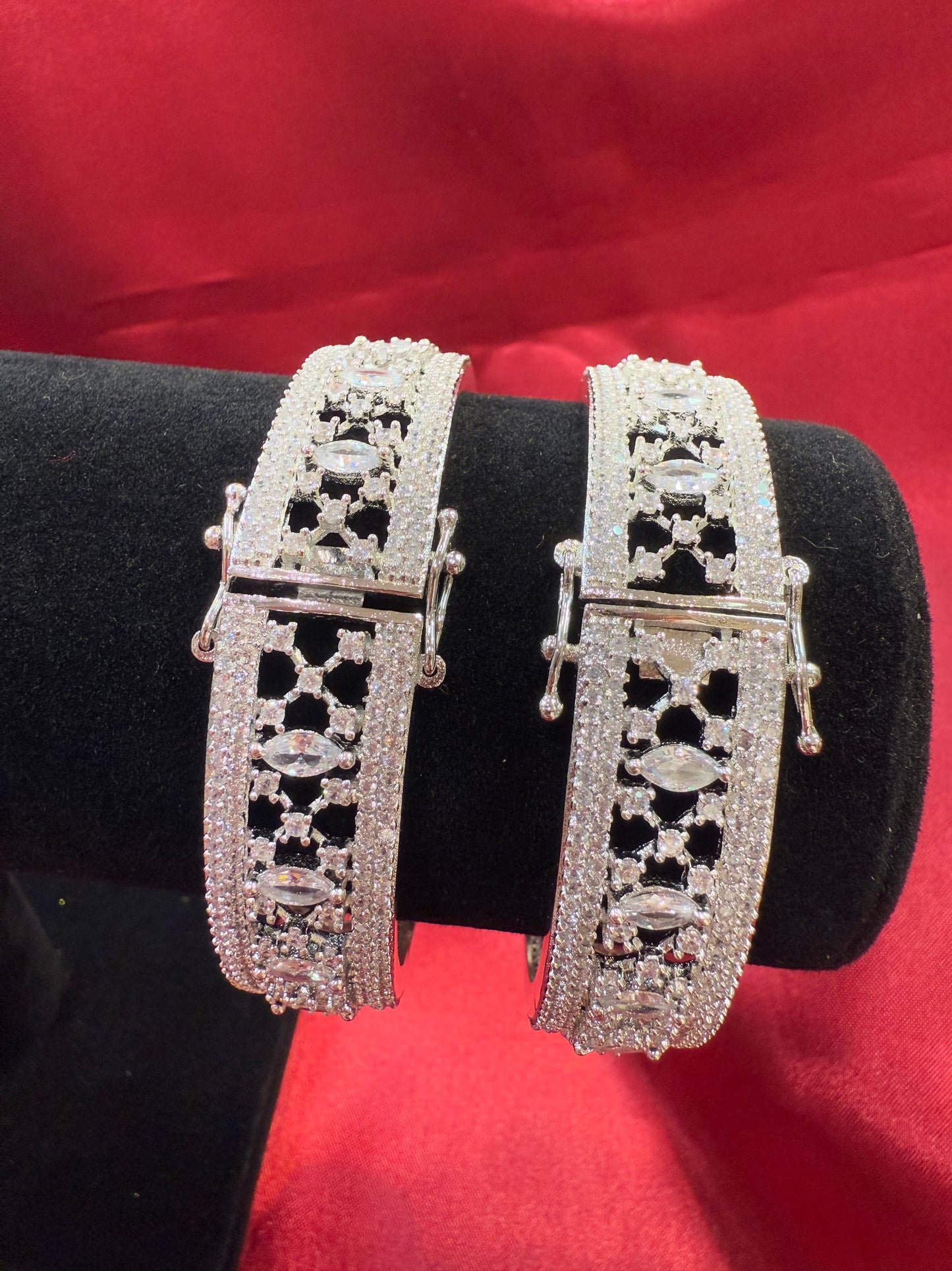 Dazzling White Color Design American Diamond Bangle Set