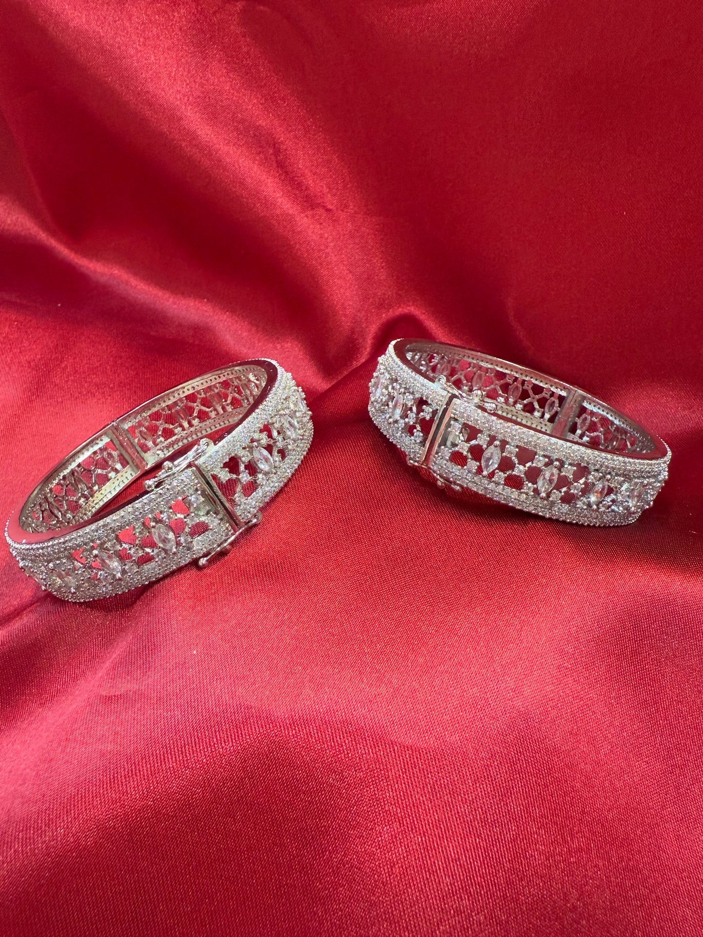 Dazzling White Color Design American Diamond Bangle Set