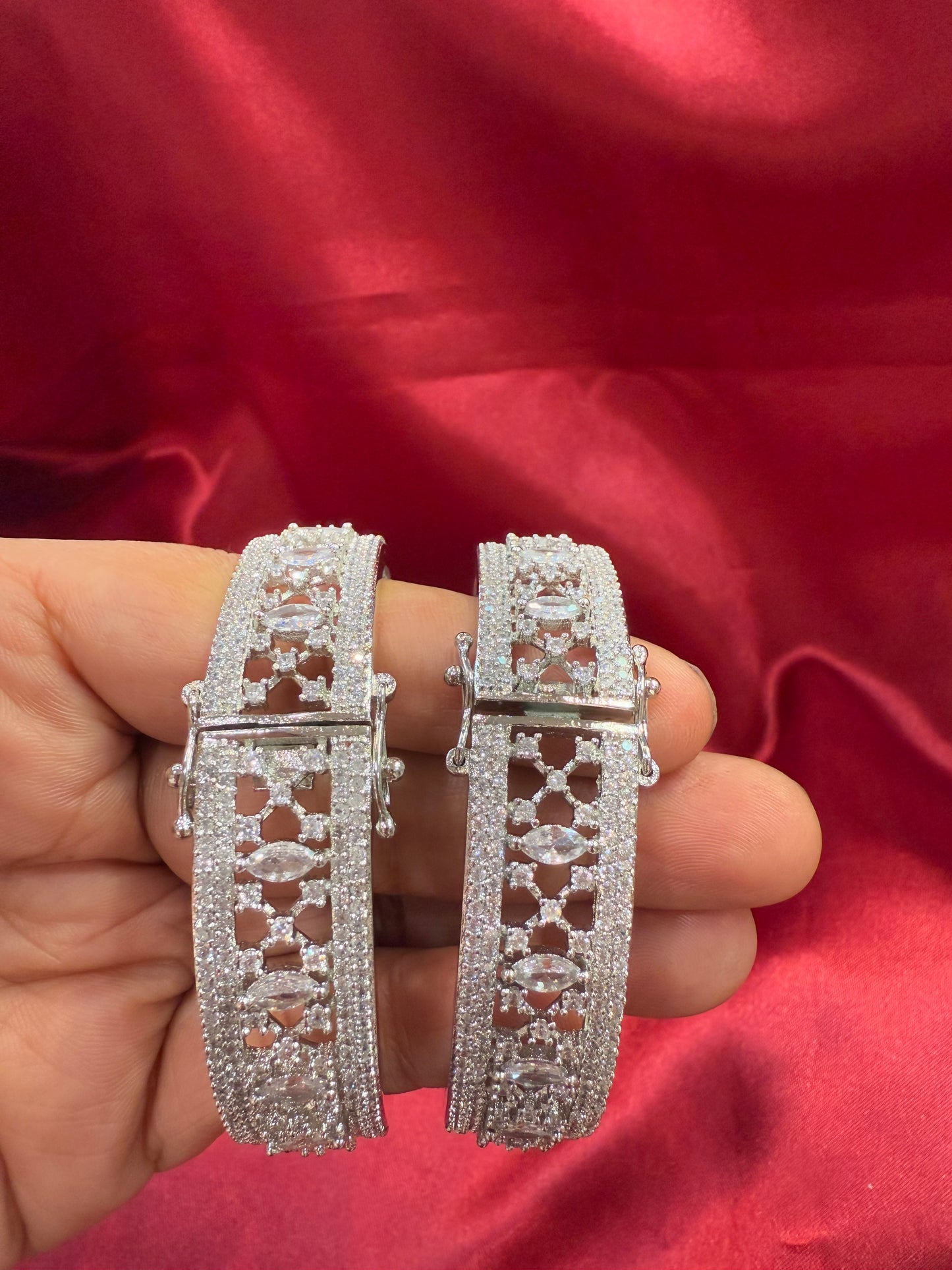 Dazzling White Color Design American Diamond Bangle Set