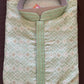 Gorgeous Pista Green Color Self Design Embroidery Work Jacquard Kurta Set For Men